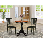 Set da pranzo moderno di metà secolo HomeStock Belmont da 3 pezzi include un tavolo in legno e 2 sedie da pranzo con schienale a doghe - Finitura nera