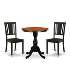 Set da pranzo moderno di metà secolo HomeStock Belmont da 3 pezzi include un tavolo in legno e 2 sedie da pranzo con schienale a doghe - Finitura nera