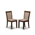 Set da pranzo moderno HomeStock Belmont da 7 pezzi - Tavolo con base a colonna in legno e 6 sedie da pranzo Parson color marrone chiaro con schienale alto - Finitura noce antico