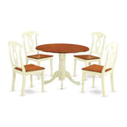 HomeStock Set di 5 Pezzi per Sala da Pranzo Include un Tavolo Rotondo da Cucina con Alette e 4 Sedie da Pranzo, 42x42 Pollici