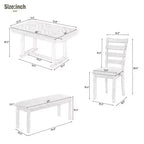 Set tavolo da pranzo per 6 con piano effetto legno, set tavolo da cucina con sedie e panca
