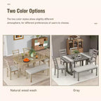 Set tavolo da pranzo per 6 con piano effetto legno, set tavolo da cucina con sedie e panca