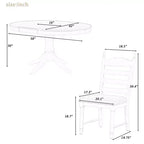 Set tavolo da pranzo rotondo allungabile per 4 persone, set da pranzo stile rustico e 4 sedie imbottite
