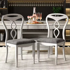 Set da pranzo allungabile VECELO 5/7 pezzi, tavolo in legno di caucciù con 4/6 sedie da pranzo imbottite senza braccioli per cucina, grigio