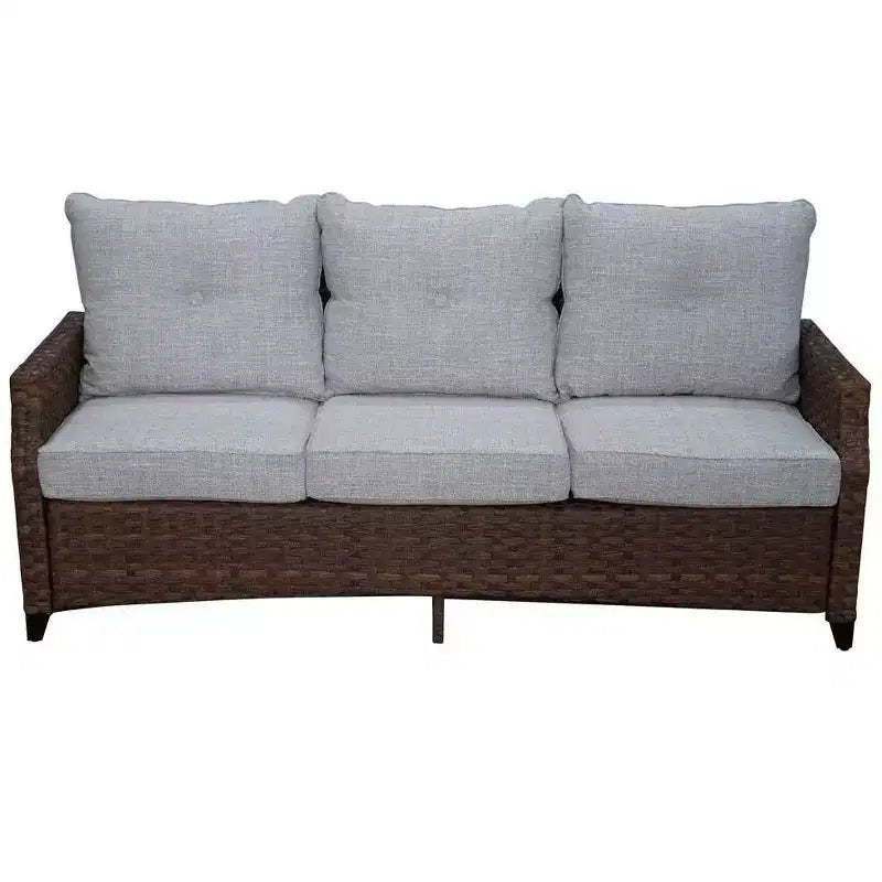 Set divano da 5 pezzi Courtyard Casual Costa Mesa - Marrone. Un divano, due poltrone, un tavolino e una struttura per braciere con tessuto in poliestere tinto in massa.