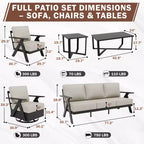 EAGLE PEAK Urban Slate - Set di 7 mobili moderni da giardino, divano, sedie a dondolo girevoli, sedie da esterno, tavolino da caffè e tavolino laterale