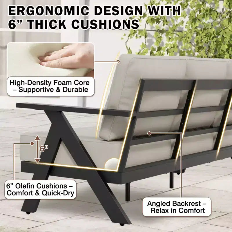 EAGLE PEAK Urban Slate - Set di 7 mobili moderni da giardino, divano, sedie a dondolo girevoli, sedie da esterno, tavolino da caffè e tavolino laterale