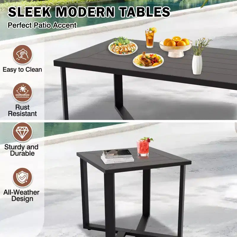 EAGLE PEAK Urban Slate - Set di 7 mobili moderni da giardino, divano, sedie a dondolo girevoli, sedie da esterno, tavolino da caffè e tavolino laterale
