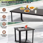 EAGLE PEAK Urban Slate - Set di 7 mobili moderni da giardino, divano, sedie a dondolo girevoli, sedie da esterno, tavolino da caffè e tavolino laterale