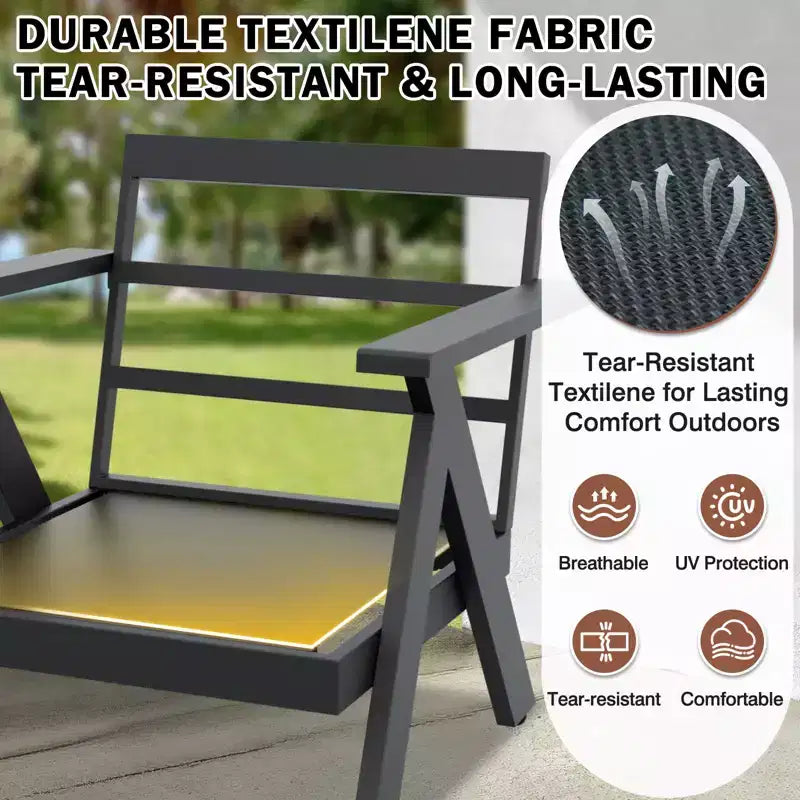 EAGLE PEAK Urban Slate - Set di 7 mobili moderni da giardino, divano, sedie a dondolo girevoli, sedie da esterno, tavolino da caffè e tavolino laterale
