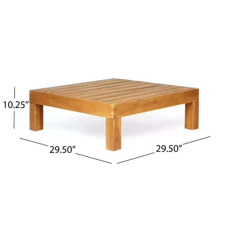 Set da salotto da esterno Christopher Knight Home Isora da 6 pezzi in legno di acacia con tavolino a doghe e cuscini