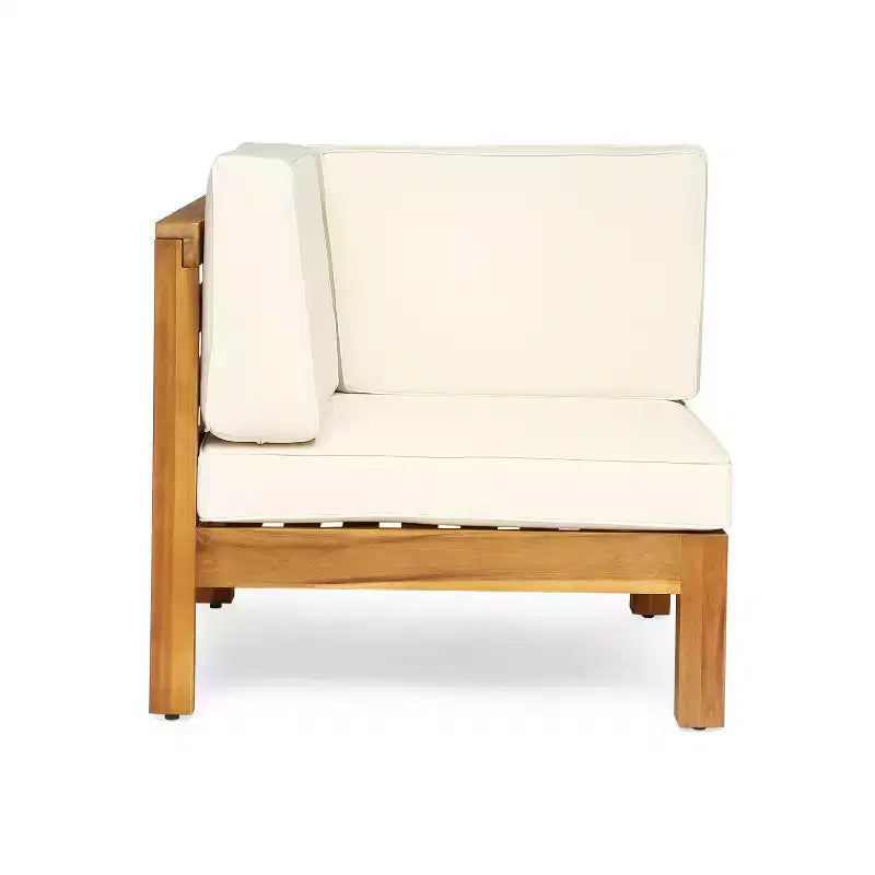 Set da salotto da esterno Christopher Knight Home Isora da 6 pezzi in legno di acacia con tavolino a doghe e cuscini