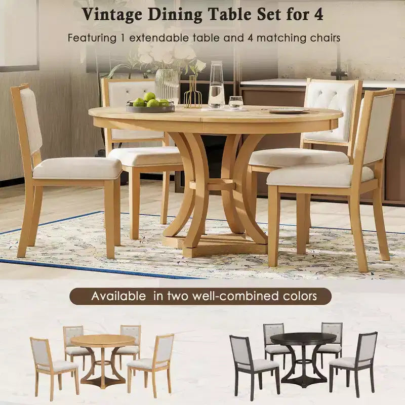 Set da pranzo GDFStudio Jane da 5 pezzi con tavolo rotondo e sedie senza braccioli