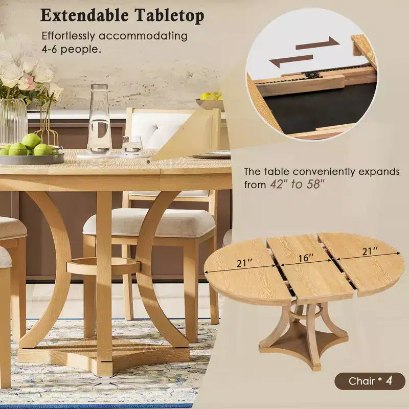 Set da pranzo GDFStudio Jane da 5 pezzi con tavolo rotondo e sedie senza braccioli