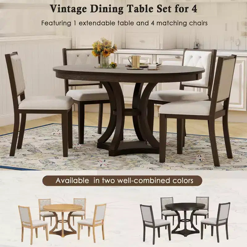 Set da pranzo GDFStudio Jane da 5 pezzi con tavolo rotondo e sedie senza braccioli