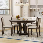 GDFStudio Jane 5 Piece Dining Set with Round Table and Armless Chairs