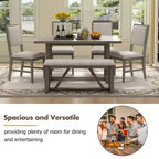 GDFStudio Monica, set da pranzo di 6 pezzi con tavolo in legno da 60" e sedie e panca imbottite