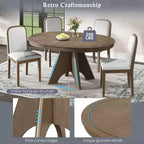 Set tavolo da pranzo allungabile vintage GDFStudio Oliver per 4-6 persone con tavolo farmhouse 42-58" e sedie imbottite