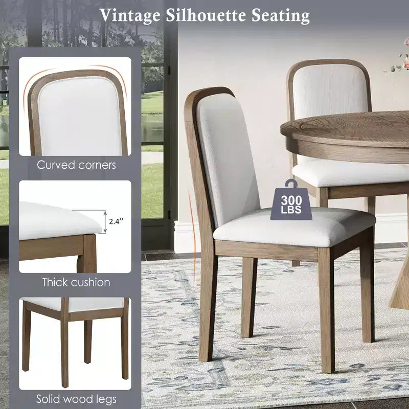 Set tavolo da pranzo allungabile vintage GDFStudio Oliver per 4-6 persone con tavolo farmhouse 42-58" e sedie imbottite
