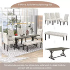 Set tavolo da pranzo allungabile vintage GDFStudio Oliver per 4-6 persone con tavolo farmhouse 42-58" e sedie imbottite