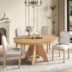 Set tavolo da pranzo allungabile vintage GDFStudio Oliver per 4-6 persone con tavolo farmhouse 42-58" e sedie imbottite