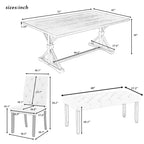 Set tavolo da pranzo allungabile vintage GDFStudio Oliver per 4-6 persone con tavolo farmhouse 42-58" e sedie imbottite