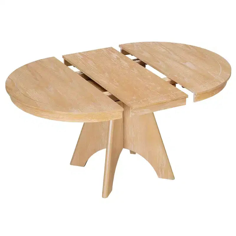 Set tavolo da pranzo allungabile vintage GDFStudio Oliver per 4-6 persone con tavolo farmhouse 42-58" e sedie imbottite