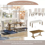 Set tavolo da pranzo allungabile vintage GDFStudio Oliver per 4-6 persone con tavolo farmhouse 42-58" e sedie imbottite