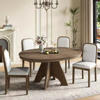 Set tavolo da pranzo allungabile vintage GDFStudio Oliver per 4-6 persone con tavolo farmhouse 42-58" e sedie imbottite