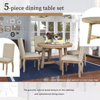 GDFStudio Dana Set da 5 Pezzi Tavolo da Pranzo con Tavolo Rotondo Allungabile e Sedie Imbottite