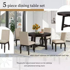 GDFStudio Dana Set da 5 Pezzi Tavolo da Pranzo con Tavolo Rotondo Allungabile e Sedie Imbottite