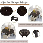 GDFStudio Dana Set da 5 Pezzi Tavolo da Pranzo con Tavolo Rotondo Allungabile e Sedie Imbottite