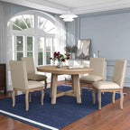 GDFStudio Dana Set da 5 Pezzi Tavolo da Pranzo con Tavolo Rotondo Allungabile e Sedie Imbottite