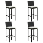vidaXL Set Mobili da Bar da Giardino Tavolo e Sgabelli con Cuscini - 5 Pezzi Nero