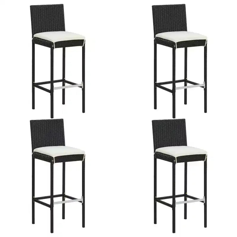 vidaXL Set Mobili da Bar da Giardino Tavolo e Sgabelli con Cuscini - 5 Pezzi Nero