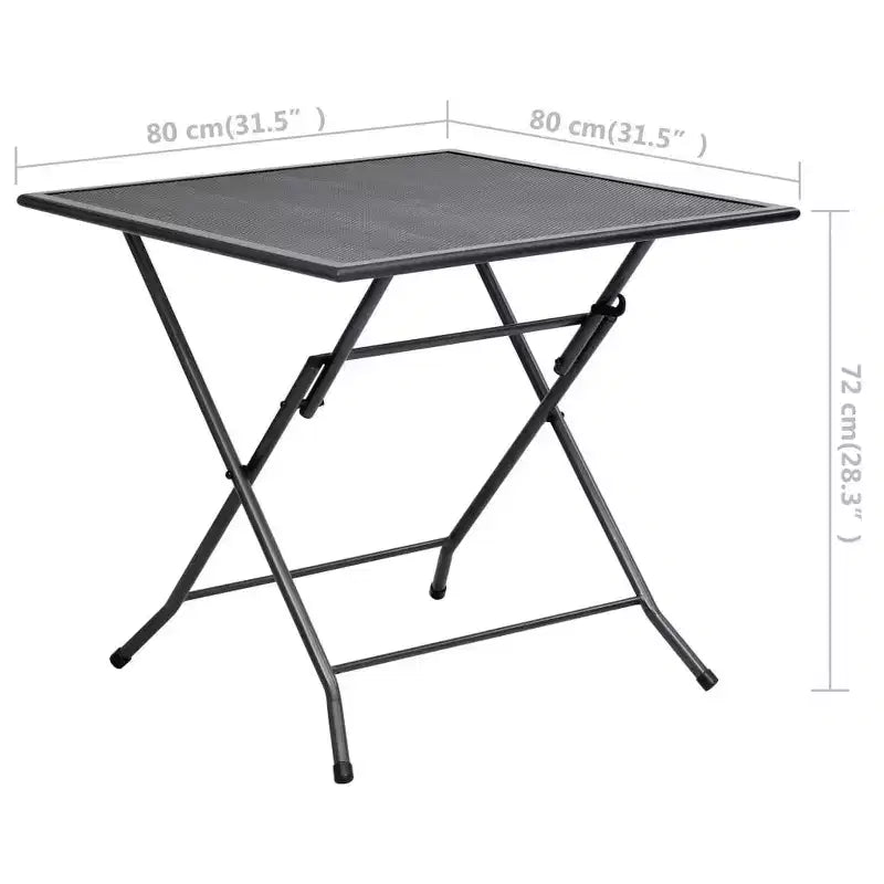 Set da pranzo da giardino vidaXL, tavolo e sedie da esterno in rete d'acciaio, antracite