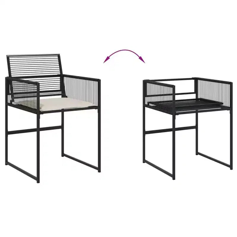 vidaXL Set da pranzo da patio con cuscini tavolo e sedia da esterno in polyrattan nero