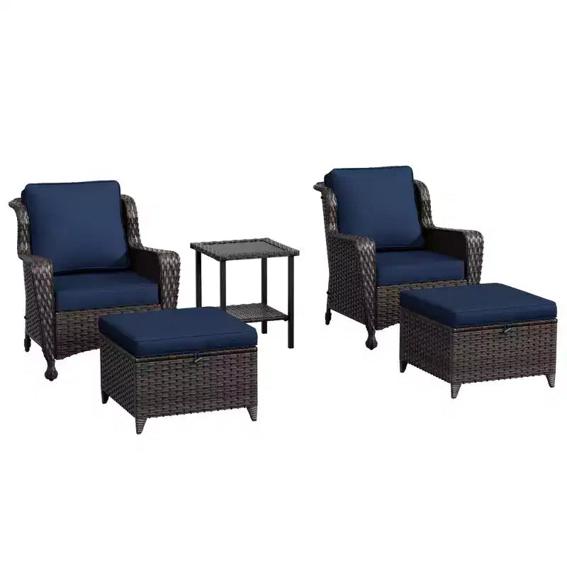 Set da conversazione da esterno in rattan UPTIOT da 5 pezzi con tavolino