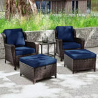 Set da conversazione da esterno in rattan UPTIOT da 5 pezzi con tavolino