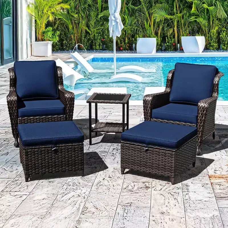 Set da conversazione da esterno in rattan UPTIOT da 5 pezzi con tavolino