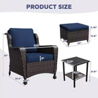 Set da conversazione da esterno in rattan UPTIOT da 5 pezzi con tavolino