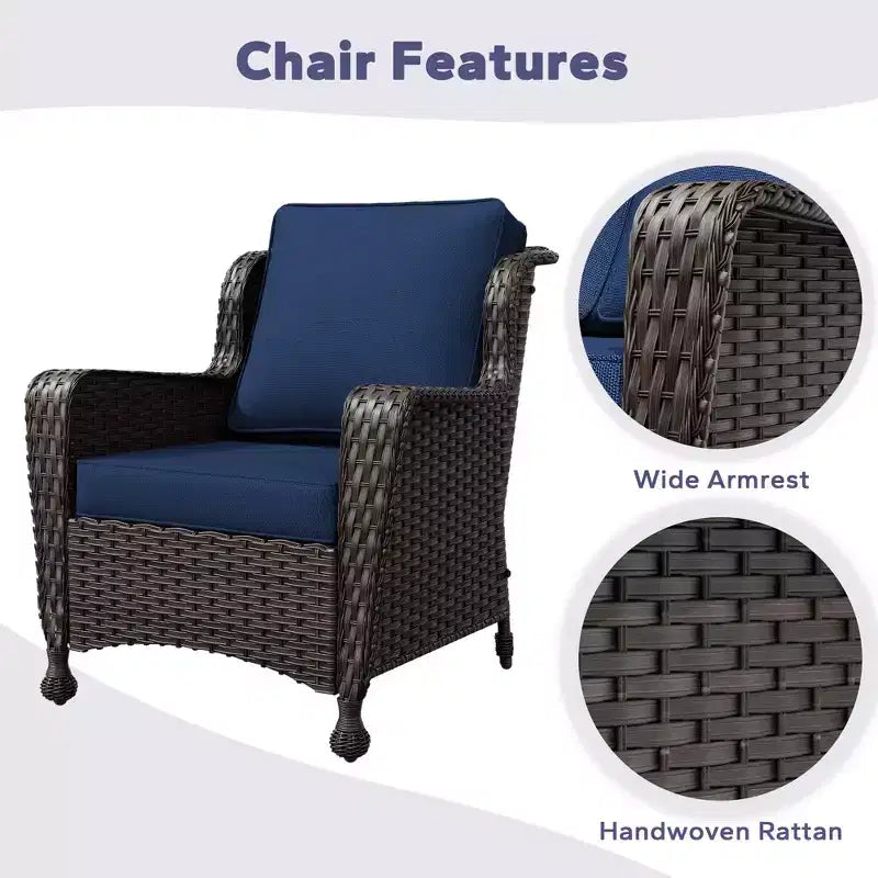 Set da conversazione da esterno in rattan UPTIOT da 5 pezzi con tavolino