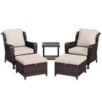 Set da conversazione da esterno in rattan UPTIOT da 5 pezzi con tavolino
