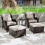 Set da conversazione da esterno in rattan UPTIOT da 5 pezzi con tavolino