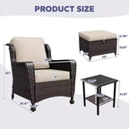 Set da conversazione da esterno in rattan UPTIOT da 5 pezzi con tavolino