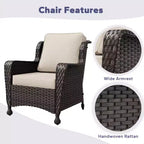 Set da conversazione da esterno in rattan UPTIOT da 5 pezzi con tavolino