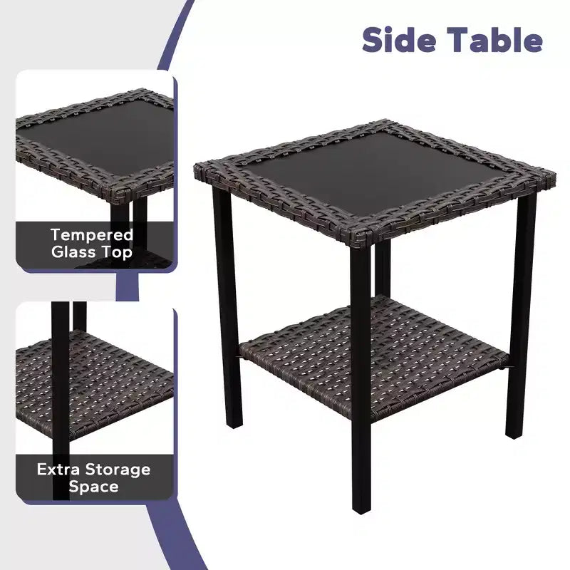 Set da conversazione da esterno in rattan UPTIOT da 5 pezzi con tavolino