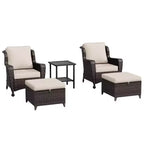 UPTIOT 5-piece Patio Rattan Conversation Set With Side Table