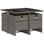 Set da pranzo per patio vidaXL con cuscini, tavolo e sedie da giardino, in polyrattan grigio