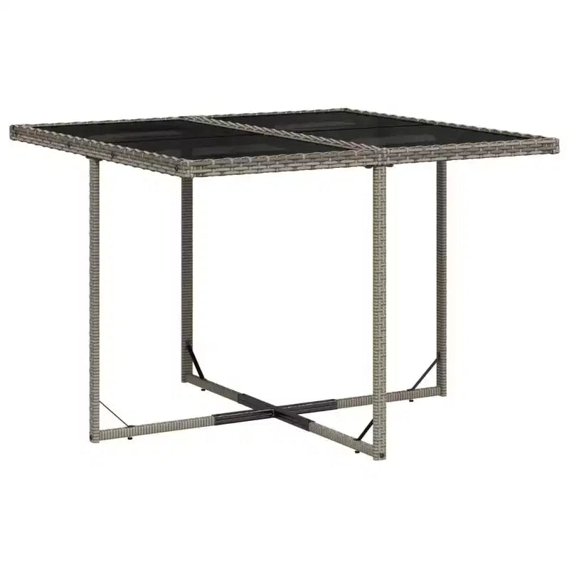 Set da pranzo per patio vidaXL con cuscini, tavolo e sedie da giardino, in polyrattan grigio